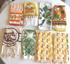 Lot of 8 Vintage Kitchen Hand Dish Towels Mushrooms Checkers  Floral Fruit picture