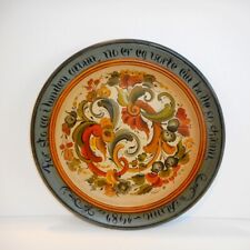 Vtg Norwegian Rosemaling Hand Painted Wood Plate 13 & 3/4 Inch Signed Berggreen picture
