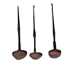 3 Pcs Set Handmade Old Vintage Traditional Indian Soup Ladle/Spoon Collectible picture
