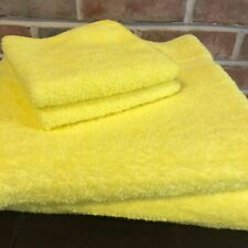 Sears Lemon Yellow 70s Bath Towel Washcloth 2 Sets 44
