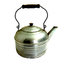 Vintage REVERE ?? Teapot Tea Kettle with Wooden handle larger size 1940's Blue picture