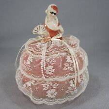 German Porcelain Pin Cushion Half Doll with Fan & Masquerade Mask picture