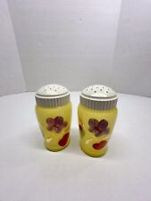 Vintage Bartlett Collins Hand painted Fruit Flowers Yellow Salt Pepper Shakers picture