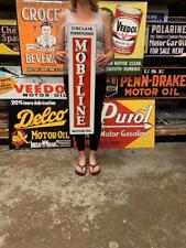 Antique Vintage Old Style Metal Sign Sinclair Mobiline Motor Oil Made in USA picture