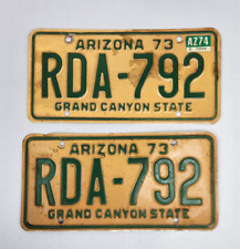 1973 Arizona License Plate Pair AZ Grand Canyon State 73 RDA-792 picture