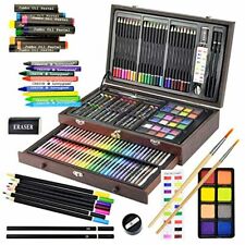 Sunnyglade 145 Piece Deluxe Art Set, Wooden Art Box & Drawing Kit with Crayons, picture