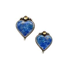 Navajo Sterling Silver Sodalite Heart Earrings picture