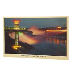Postcard Schoellkopf Tower And Falls Illuminated Niagara Falls Chrome Unposted picture