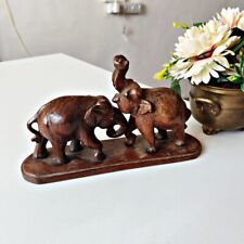 1950 Vintage Fighting Elephants Sculpture made in Rosewood picture