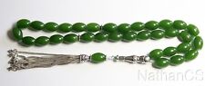 Luxury Prayer Worry Beads Tesbih Komboloi Oval Genuine Emeralds & Stering Silver picture