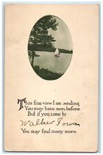 c1910 Fine View Sailboat River Lake Burr Oak Kansas Walker Iowa Vintage Postcard picture