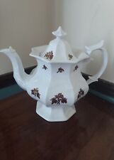 Vintage Adderly Chelsea Large White Porcelain Teapot Coffee Pot Embossed  picture
