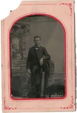1870s era Quarter Plate Tintype of Good Looking Young Man in Suit - Rosy Cheeks picture