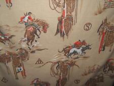 VINTAGE COWBOY BUCKING BRONCO RODEO SADDLE COW BRANDS MATERIAL picture