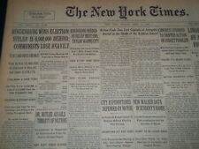 1932 APRIL 11 NEW YORK TIMES - HINDENBURG WINS ELECTION HITLER BEHIND - NT 7436 picture