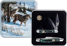 Remington Timber Wolves Gift Set Pocket Knife Stainless Steel Blades Micarta picture