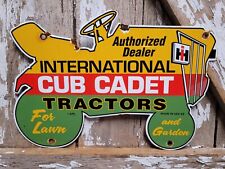 VINTAGE 1965 INTERNATIONAL HARVESTER PORCELAIN SIGN CUB CADET TRACTOR FARMING picture