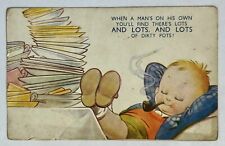 When A Man Is On His Own. Funny Vintage Postcard picture