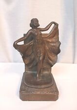 1920’s Flapper Spelt Bronze Bookend Vintage Statue Marked 500 Heavy  picture