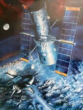 Vintage PERKIN ELMER NASA Hubble Space telescope astronauts Shuttle Poster 22x33 picture