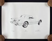 1955 Corvette Convertible Lithograph Print Kik Signed Ltd Ed 1176/2000 picture