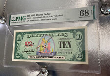 2002 $10 Disney Dollar Tinkerbell PMG 68 EPQ (DIS79) Block AA   Top PoP picture
