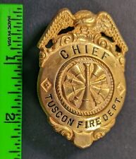 Vintage Tuscon Arizona Fire Department Chief Obsolete Badge Pin picture