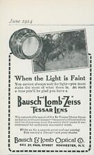 1914 Bausch Lomb Zeiss Tessar Lens When Light Is Faint Elephant Vtg Print Ad CO6 picture
