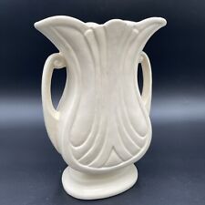 Vintage Hull Mardi Gras Vase No.48 Cream Ivory Matte Glaze Large Scalloped USA picture
