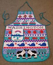 Seattle Washington Apron Turquoise Pink Blue Animals Cow Whale Fish Hearts Trees picture