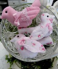 3 Shabby Chic Spring  Beautiful Pink Roses Cottage Farmhouse Bird Bowl Fillers picture