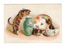 c1890's Victorian Trade Card Dr. Wogan Dentist, Cats Playing Around picture