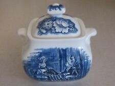 NOS Liberty Blue Covered Sugar Bowl Betsy Ross England W/Box picture