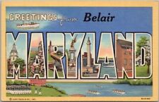 Vintage 1939 BELAIR, MARYLAND Large Letter Postcard Curteich Linen / Unused picture