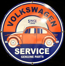 Vintage Art VOLKSWAGEN SERVICE SINCE 1949 PORCELAIN SIGN Rare Advertising 30