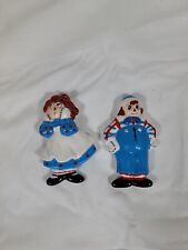 rare vintage raggedy ann and raggedy andy vintage Macmillan fridge magnets picture