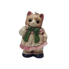 Vintage Porcelain Kitty Cat Kitten In Dress Ornament Made In Japan picture