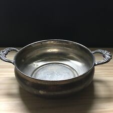 Vintage 1960s  Silver Plate centerpiece handled Low Serving Bowl Round 8.5