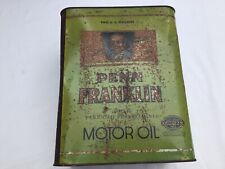 RARE Vintage 1932 PENN FRANKLIN MOTOR OIL Two Gallon CAN 100% Pure Pennsylvania picture
