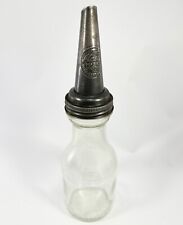 Vintage One Quart Glass Motor Oil Bottle with The Masters Mfg Co Metal Spout picture