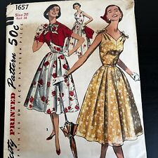 Vintage 1950s Simplicity 1657 Full Skirt Dress + Jacket Sewing Pattern 20 CUT picture