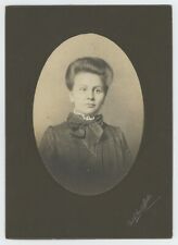 Antique c1900s Mounted Photo Lovely Older Woman in Black Dress Springfield, OH picture