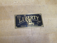 The LIBERTY FULLY GUARANTEED Antique Brass Nameplate Sign Talking Machine Phono picture