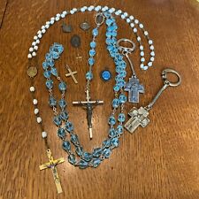 Fabulous Vintage Rosary Cross And Medallion Lot Antique Crystal picture