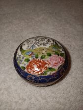 Vintage Asahi Japan Porcelain Peacocks Trinket Box picture