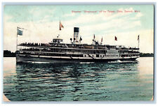 1908 Steamer Ship Greyhound Off For Toledo Ohio Detroit Michigan MI Postcard picture
