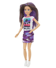 Mattel Barbie Skipper Doll 2016 Malibu Glam Outfit Purple Hair Articulated Legs picture