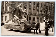 c1920's French Parade Float Angels Horse Team RPPC Unposted Photo Postcard picture