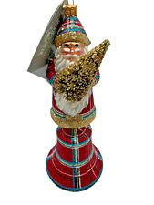 David Strand Santa Bell Stewart Plaid Christmas Holiday Tree Ornament DS1167 picture