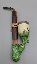 German Porcelain & Wooden Pipe Hunting Scene Hand Painted  picture